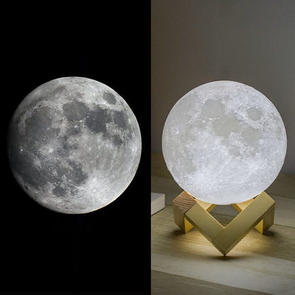 Mydethun Moon Lamp - Home Décor, Mood Lighting with Brightness Control, LED Night Light, Bedroom, Sleep Training Meditation,Birthday Gifts for Kids Women, Ceramic Hand Base, 3.5", White & Yellow