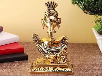 Wonder Care | Ganesha Statue Sculpted in Great Detail in Ivory Antique Finish - Ganesh Idol for Car | Home Decor | Mandir | Gift | Hindu God Idol