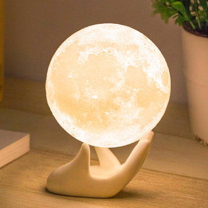 Mydethun Moon Lamp - Home Décor, Mood Lighting with Brightness Control, LED Night Light, Bedroom, Sleep Training Meditation,Birthday Gifts for Kids Women, Ceramic Hand Base, 3.5", White & Yellow