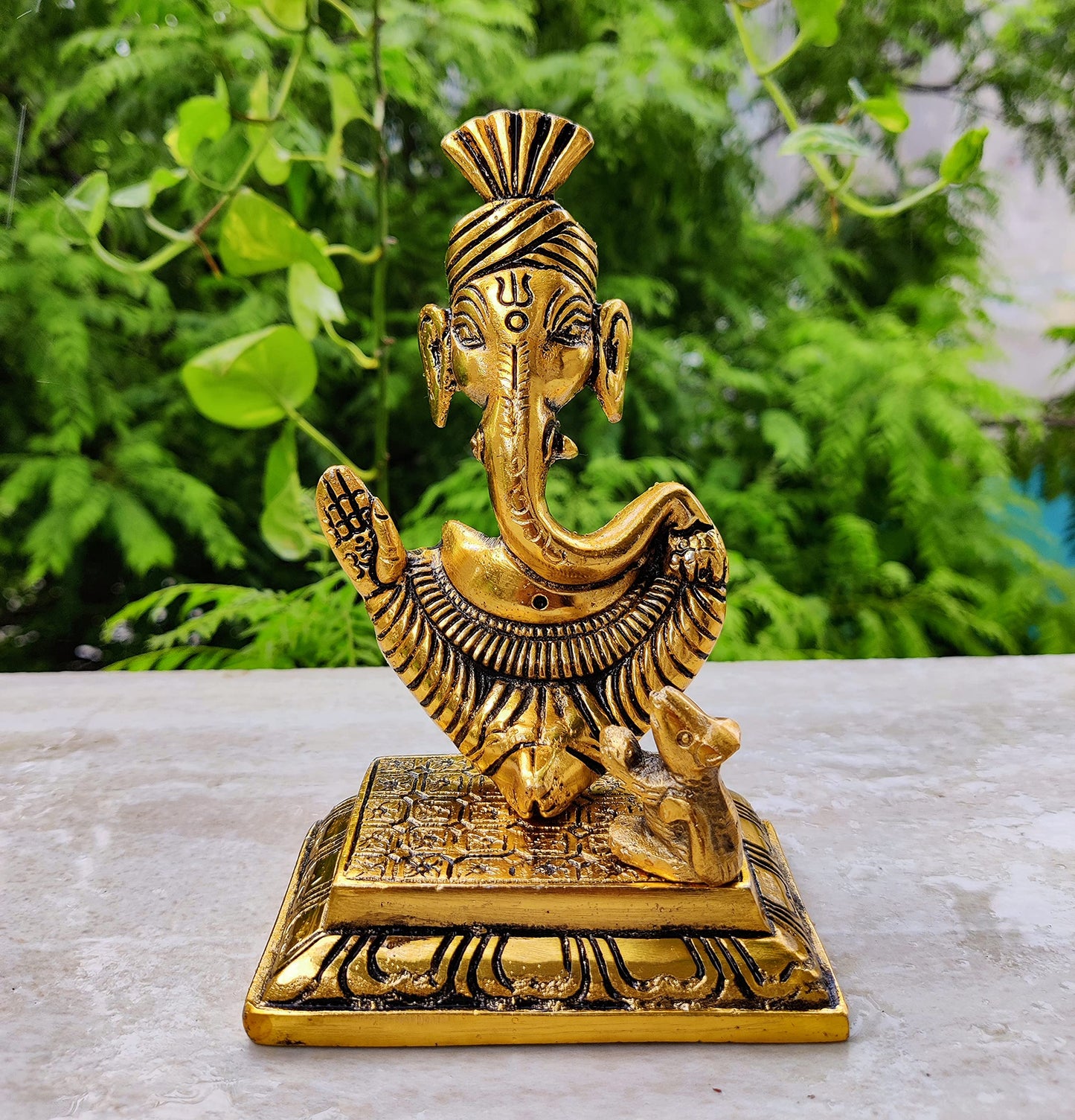 Wonder Care | Ganesha Statue Sculpted in Great Detail in Ivory Antique Finish - Ganesh Idol for Car | Home Decor | Mandir | Gift | Hindu God Idol